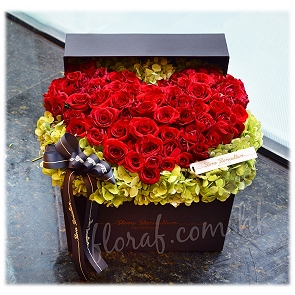 VD14  Flower Box – Rose Flower in Box - Red Rose Heart in Box